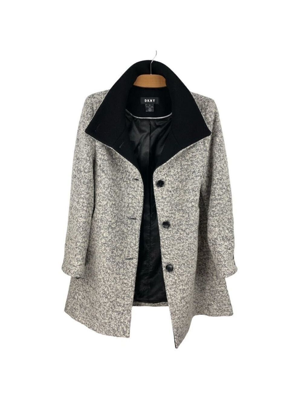 DKNY Black and White Tweed Coat - Picture 6 of 13